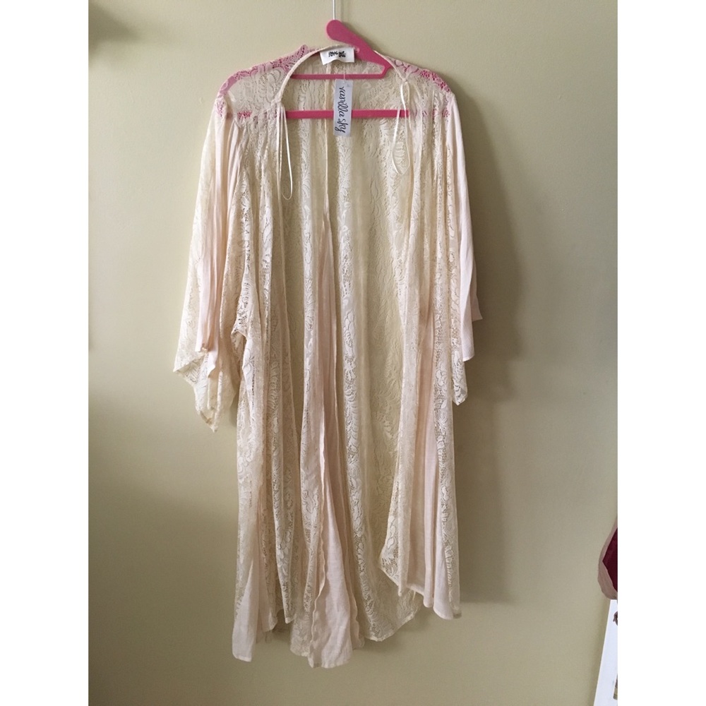 Lace extra long cardigan